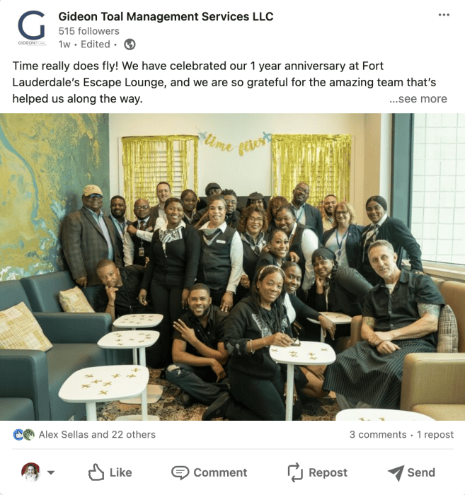 Gideon Toal Management LinkedIn BTS content